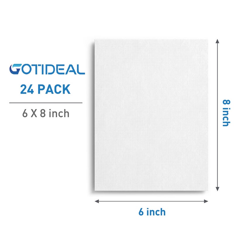 GOTIDEAL Canvases for Painting, 6x8 inch of 24, Professional Primed White Blank Flat Canvas Panels- 100% Cotton Artist Canvas Boards for Acrylics Painting, Oil Watercolor Tempera - Image 3